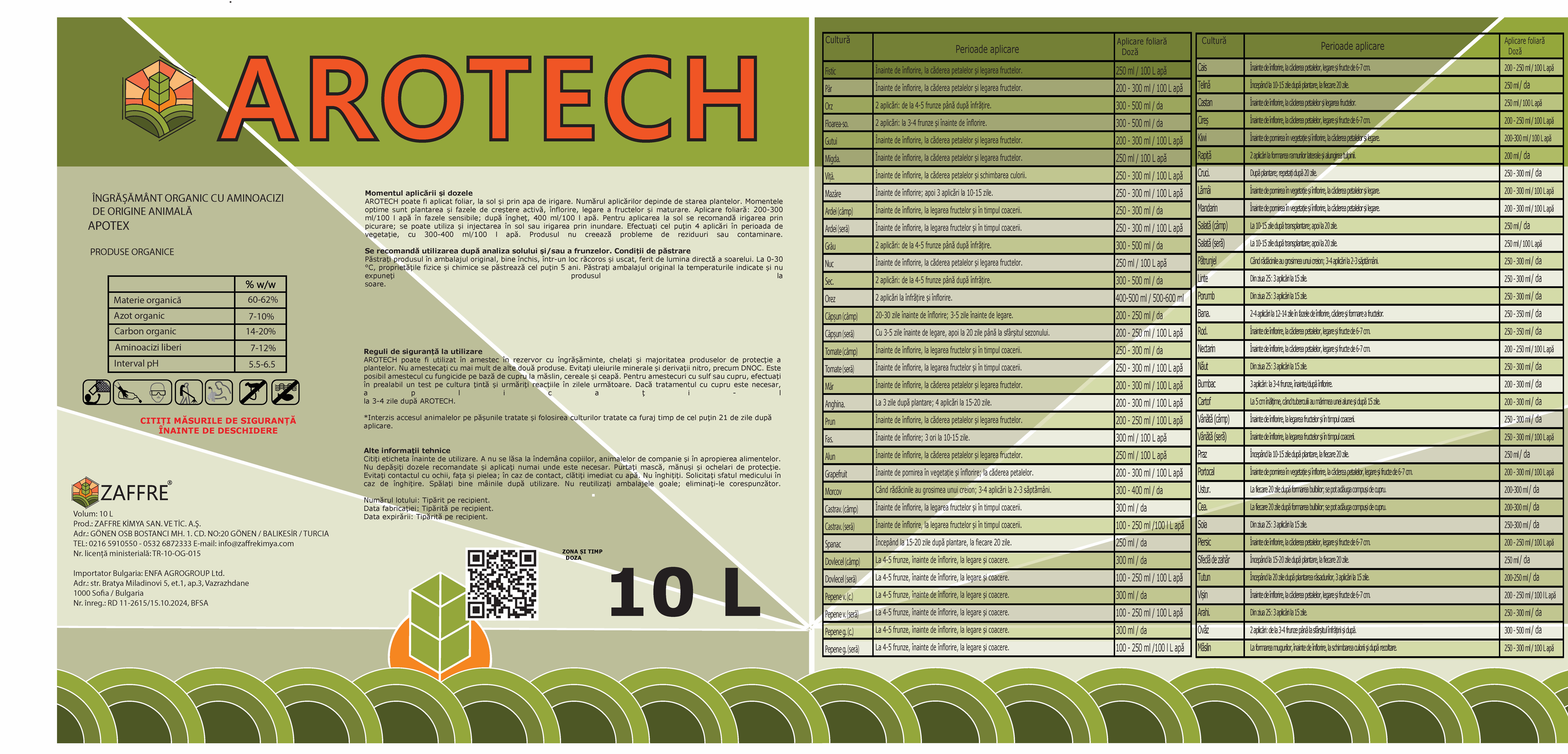 Etichetă Arotech pentru ambalajul 10 L